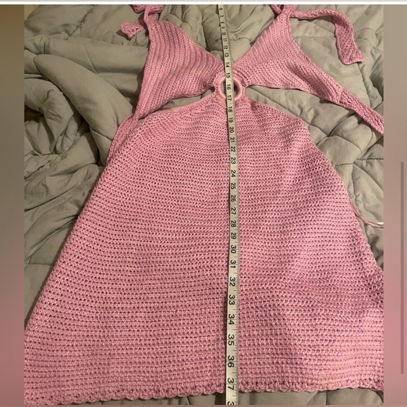 ELAN Pink Crochet Cutout Mini Dress - Picture 10 of 13